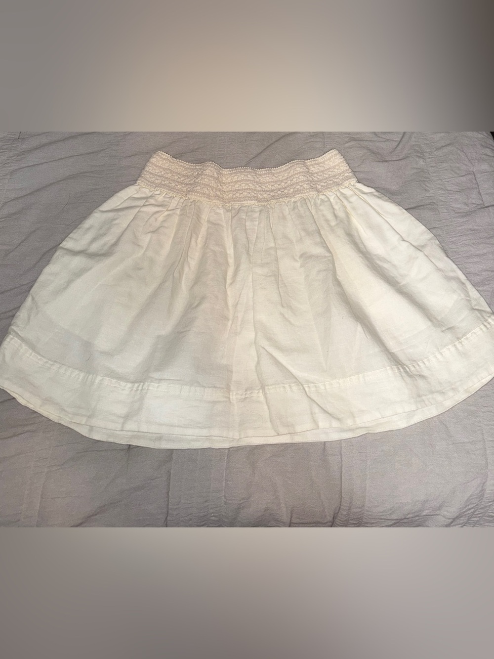 J. Crew White Smocked-Waist Circle Mini Skirt